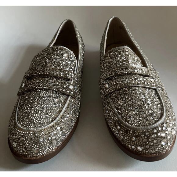 Betsey Johnson Aron Rhinestone Penny Loafer NWOT womens 7.5 - Picture 1 of 10